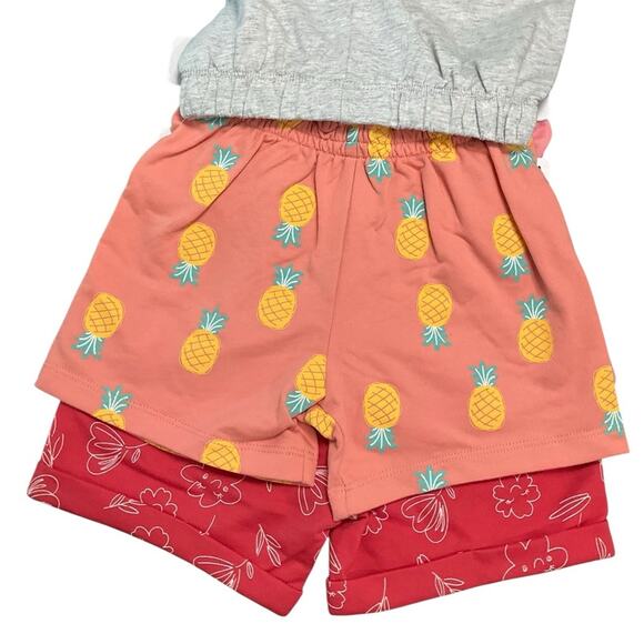 Pekkle Girls Floral Pineapple Shorts & Shirts 8 Piece Set Size 5 NWT - Picture 8 of 13